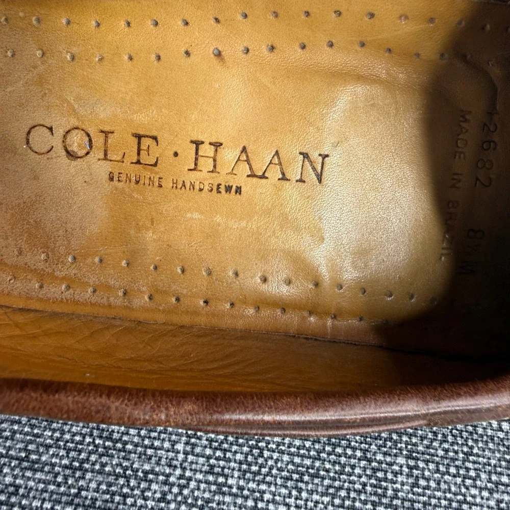 Cole Haan Boat Shoes Mens 8.5 M Black Brown Suede Leather Vibram 12682 Brazil